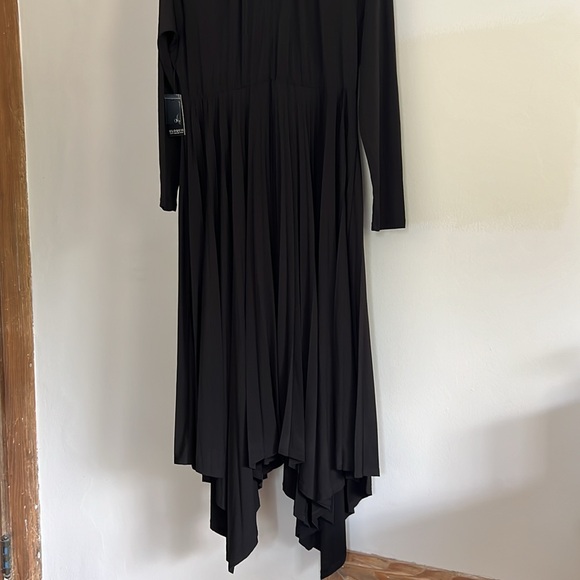 Eloquii black high neck pleated handkerchief hem dress - Picture 9 of 10